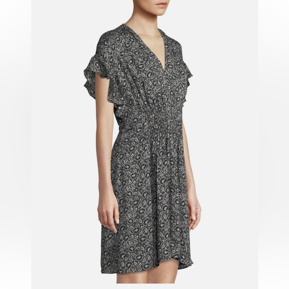 🌸 Rebecca Taylor 100% Silk Black Floral Mini‎ Dress Size 8 🌸